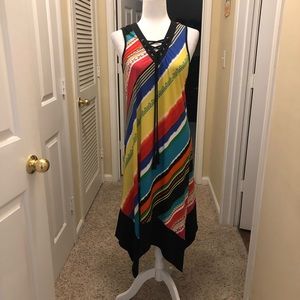 Colorful summer casual handkerchief dress. Size M